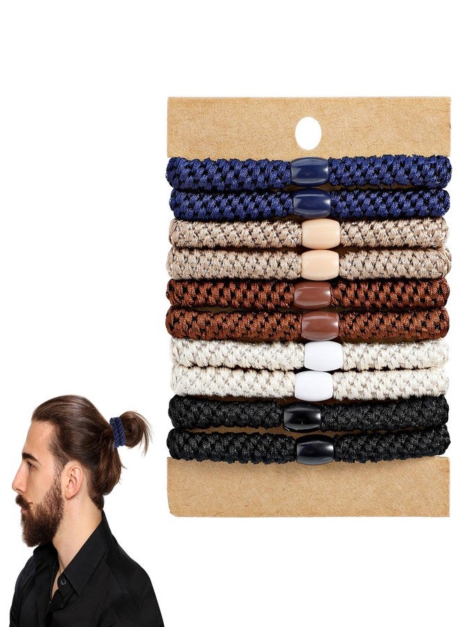 ValueBargain Mens Hair Ties, 10 Pack Hair Ties for Men Guys with Smooth Beads (Multicolor) - Image 1